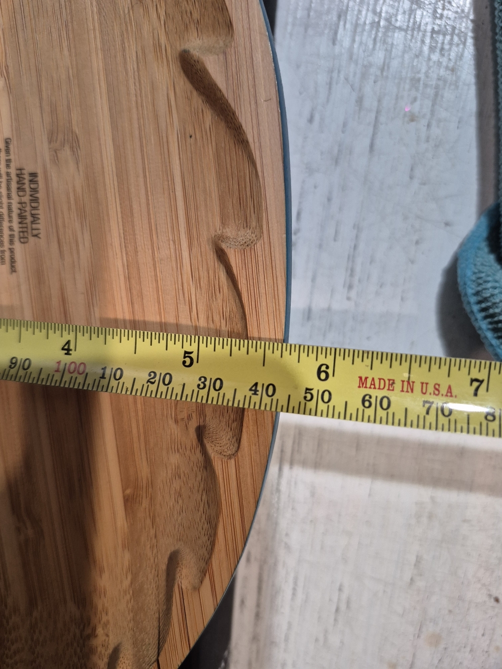 Bamboo Charcuterie Board Serving Dish with Teal Blue Edge & Backing. - Picture 10 of 11